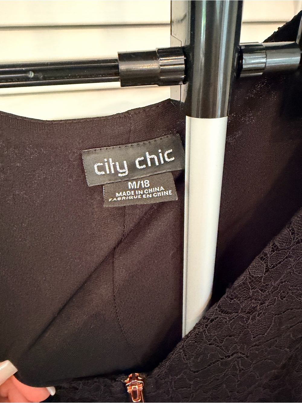City Chic Black Lace Zip-Front Midi Dress - Picture 9 of 9